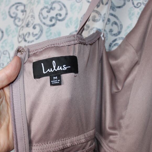 Lulus Air of Romance‎ Taupe Maxi Dress NWT Size Medium Lined Zip Sleeveless - Picture 4 of 8